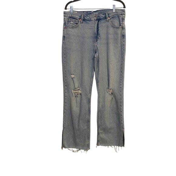 Gap Loose Jeans Women 31/12 Blue Mid Rise Ripped Light-Wash Denim Distressed Y2K - Picture 1 of 15